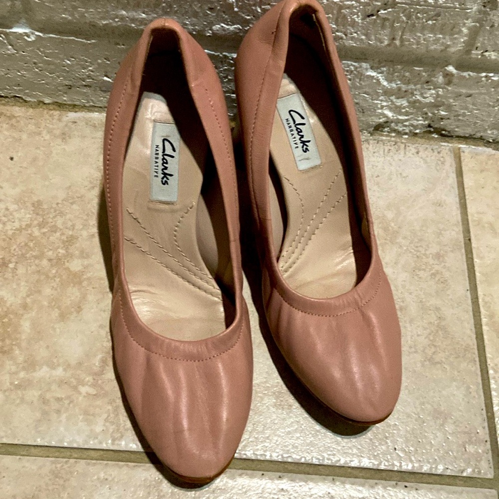 Clark’s | Grace Eva Leather Dusty Pink Court Heels Size 9.5